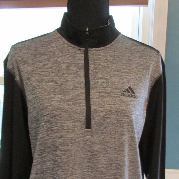 Adidas 3/4 Zip Pull-Over -Black Long Sleeves. Black Logo. Male Size Small. - Picture 3 of 6
